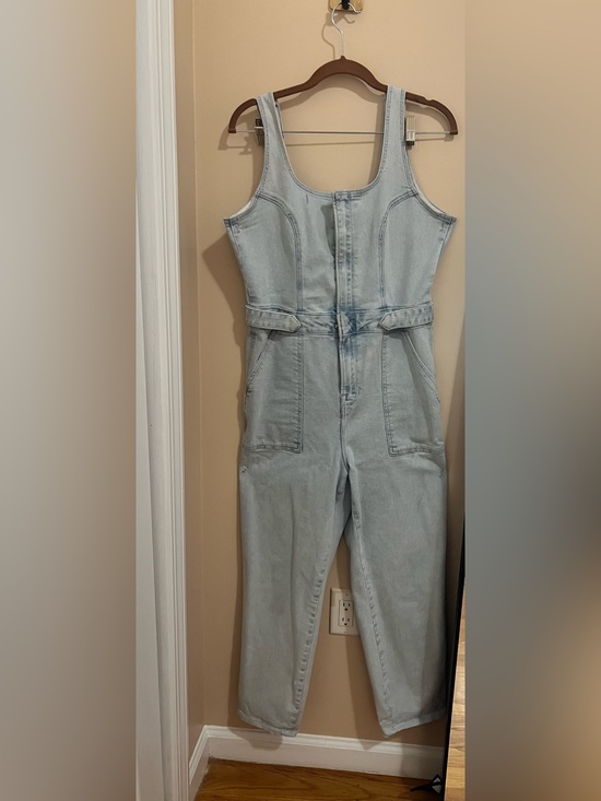 Good American Pants - Good American: Light Wash Denim Jumpsuit - Sleeveless Utility Style